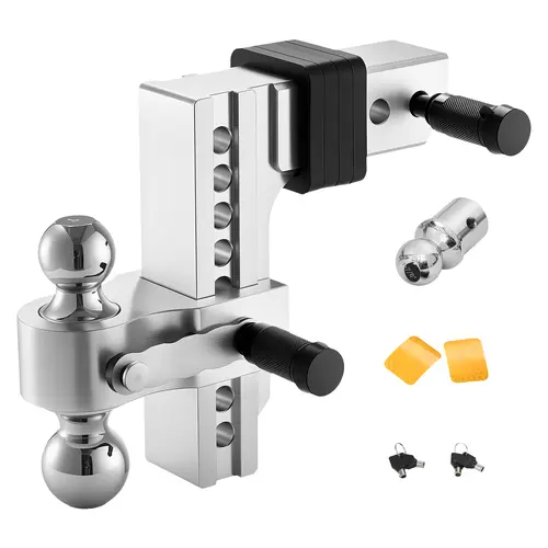 【toolupgrade】VEVOR Adjustable Trailer Hitch,8-Inch Drop HitchTri-Ball Mount for 2.5-Inch Hitch ReceiverTrailer Ball Size 1-7/8"2" & 2-5/16"Max 18500 lbs Ball HitchTowing Hitch for RVsATVsand Trucks