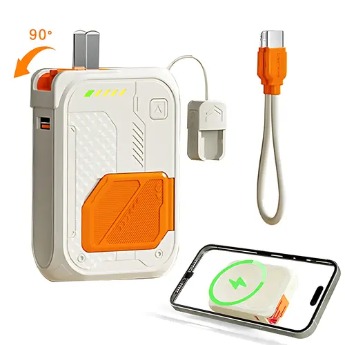 10000mAh High Power Portable Magnetic Power Bank Charger with Retractable USB-C Cable, Fast Charging, Foldable Wall Plug, Lanyard, Triple Charge for iPhone, Android Phone Accessories (Compact Lightweight Travel Essential), Gifts For Him,sohochic