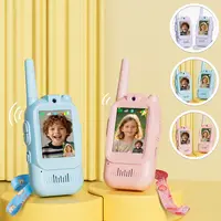 Children's Video Walkie-Talkies with Camera, Two-Way Real-Time HD Screen Walkie-Talkie Toys, Long-Range Smart Walkie-Talkie Set, Ideal for Outdoor Adventures, Camping, and Hiking, Great for Birthday Gifts, (Pink/Blue/Purple),back to school,sohochic