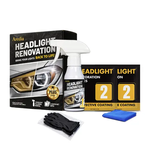 Aredia Car Detailing Kit - Headlight Restoration Detailing Products, Surface Cleaner, Microfiber Wipe, No Power Tools, 1-Pass Oxidation-Yellowing Removal, Ceramic Coat DIY Solution, Long-Lasting Clarity Restoration, Great Gift for Car Lovers,toolupgrade