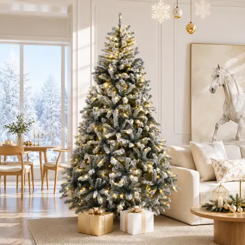 【11 Light-Modes】YITAHOME Pre-lit Artificial Christmas Trees 6ft/7.5ft/9ft with Remote Control Snow White/Green/Scotch Pine/Pine Cone Styles Holiday Decoration for Home, Party Supplies