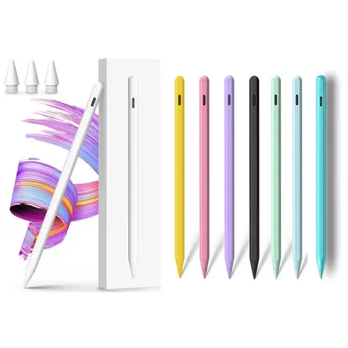 Fast-Charging Wireless Plastic Stylus Pen Accessories with Batteries for Tablet (A16 10th, 11-6th 2018-2025, Air 11"/13" M4/M3/M2/5th-3rd, Pro 13"/11"/12.9" M4, Mini A17 Pro/6/5th) - Palm Rejection, Tilt Sensitivity, BackToSchool