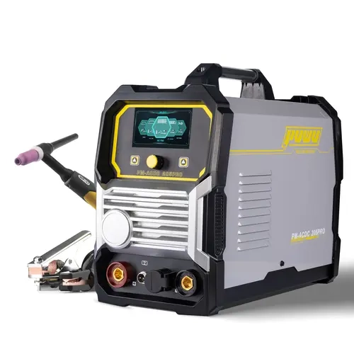 Puwu 205Amp AC/DC Aluminum Pulsed TIG Welder - 6-in-1 Multi Process Portable Welding Machine for Construction, 110V/220V Dual Voltage, Square/Triangular Wave, Foot Pedal Compatible,toolupgrade