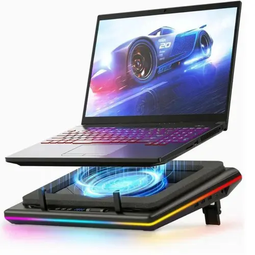 llano RGB Laptop Cooling Pad, Gaming Laptop Cooler with Powerful Turbofan, Fast Cooling Laptop 15.6-21in, Adjustable Speed, Touch Control, LCD Screen Computer Peripherals tiktokshopbacktoschool