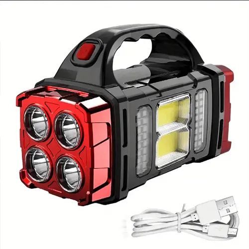 DEBARK High Power 4LED Smart Torch Light - 2-In-1 Solar Charging & USB Rechargeable, Military-Grade Brightness, 4 Lighting Modes, Portable, Dual Fuel Freedom, Emergency Aid for Camping, Hiking (Outdoor Lighting),sohochic