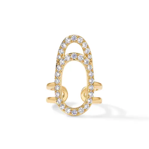 PAVOI 14K Gold Plated Manicure Nail Ring for Women - Adjustable Unique Fashion Statement Nail Ring