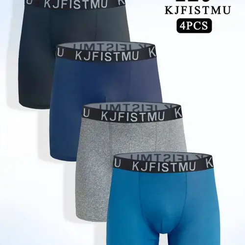 KJFISTMU Men's 4pcs Solid Color Boxer Briefs Ultra Soft Stretch Breathable Fabric Minimalist Comfort Daily Essentials Premium Basic Underwear Socks