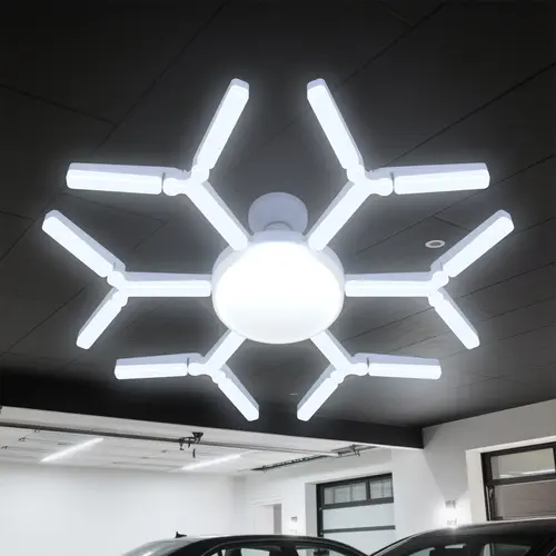 HYPERLITE 120W LED Garage Light - 120w Daylight View, Adjustable Snowflake Shape Foldable Panels, 360° Wide Light, Easy Screw-In Installation, Energy-Saving, Durable, High Lumen for Garage, Workshop,sohochic