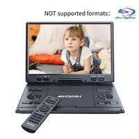 MYDASH Portable CD DVD Player - 14.9in, 12.5in Large HD Screen, 6hr Rechargeable Battery, Surround Sound, Push Button, USB/SD Support, TV Sync, Region Free, Car Charger, Power Adaptor, Car Headrest Case, Multimedia Media Player