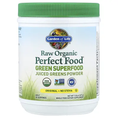 Garden of Life Raw Organic Perfect Food®, Green Superfood, Juiced Greens Powder, Original, 7.3 oz (207 g)