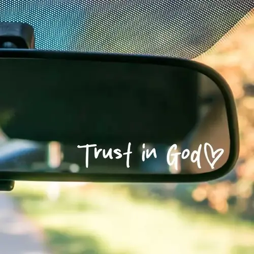 2pcs (black+white) Trust in God Car Rearview Mirror Sticker, Car Rearview Mirror Decal, Inspirational Vinyl Sticker, Ideal Christian Gift