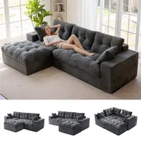 【2 Packs Shipped】MAXYOYO 104-132"  Cloud  Boneless  Sectional Couch with  Convertible Left/Right Ottoman, Cloud Modular Couch, Layered Cushion & Tufted Upholstered, 4-in-1 Flexible Combination, No Assembly Required | Summer Deal | SohoChic