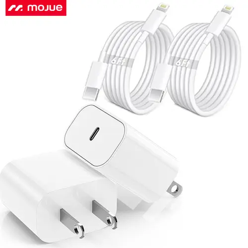 4-Piece USB-C Charging Kit for iPhone & Smartphone - 2-Pack 20W Super Fast Wall Charger Blocks, 2-Pack 10FT/6FT Type C Lightning Cables, Phone Accessories for iPhone 17/16/15/14/13/12/11 Pro Max