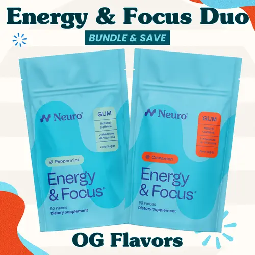 Energy & Focus Duo - Caffeine Gum - OG Flavors (2-Bulk Pouches)