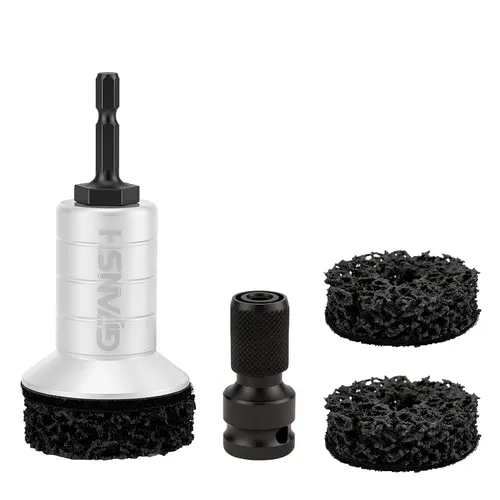 GJANSH Wheel Hub Cleaning Kit,Brake Hub Cleaning Kit Includes 3 Pads,Holder and Adapter,Fits Power Drill or 1/2" Impact Driven Wrenches SnapFixMate toolupgrade