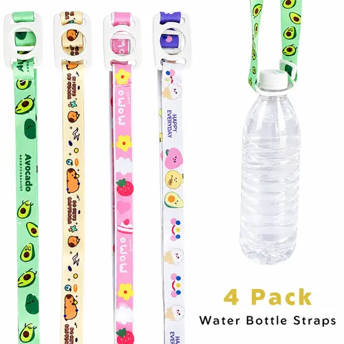 4 Pcs Water Bottle Holder With Strap,Strap Long Neck And Adjustable Shoulder Carrying Strap for Outdoor Walking Hiking