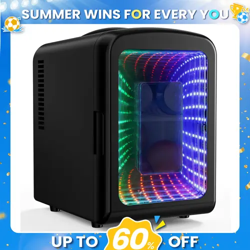 【Back To School Haul】Antarctic Star 4L Mini Fridge with Gaming Lights - 6-Can Dual Power Home/Car Plug Portable Cooler, Mini Useful Gifts, Apartment Stuff for Small Spaces, Beverage & Food/Cosmetics Storage (Note: Internal temp varies with ambient temp.)