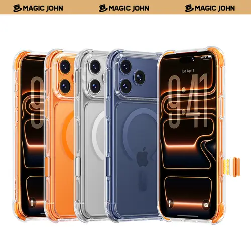 MAGICJOHN Shockproof Magnetic Smartphone Casing for iPhone 17/17 Pro/17 Pro Max, Anti-Yellowing TPU+PC Cellphone Case with Liquid Silicone Cushion, Anti-Slip Grip, MagSafe Compatible Wireless Protection, Button