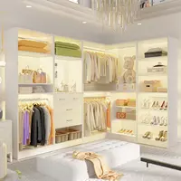 110'' Set of 4 Walk-in Closet Organizer System with 4 Wooden Drawers and 4 Hanging Rods，Freestanding Closet System with Shoe Rack and Storage Shelves,dorm essentials,home decor,sohochic