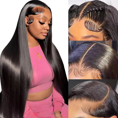 13x6 Lace Front Wigs Human Hair 180 Density Straight HD Lace Front Wigs Pre Plucked Straight Glueless Human Hair 13x6 HD Frontal Human Hair Wig for Women