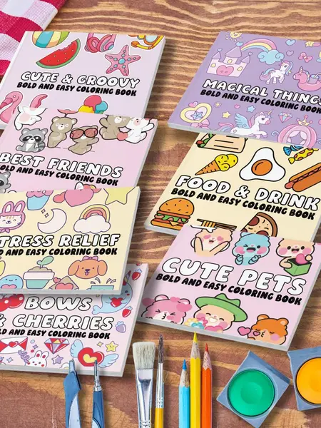 Cute Coloring Gift Books for Stress Relief, Children's Literature & Art Books Suitable for Kids and Adults, Coloring Gift Book