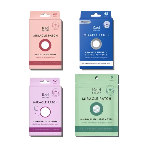 Rael Beauty Breakout Patch Kit - Advanced Strength Retinol, Hydrocolloid, Microcrystal Invisible Pimple Patches for Face with Tea Tree, Hyaluronic Acid-Infused Acne Repair & Blemish Treatments