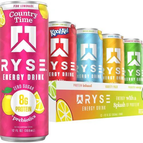 RYSE Functional Energy Drink - 150mg Caffeine, 8g Protein, 1g Prebiotics & Sugar Free - 12 fl oz Cans (12-Pack)