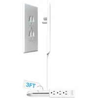 Sleek Socket Original & Patented Ultra-Thin Concealer Kit with Flat Multi-Outlet Power Strip, Universal Wall Socket Saver with USB Plug-In, Outlet Covers for Home Improvement
