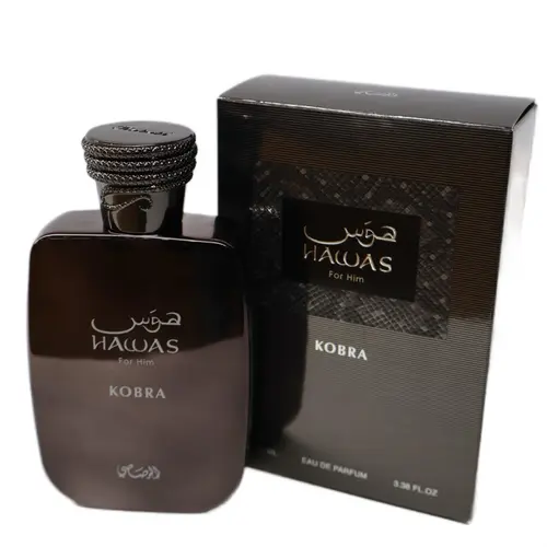 Rasasi Hawas Kobra Eau de Parfum (EDP) Cologne for Men - Unisex Woody Aromatic Fragrance with Bergamot Mix, Citrus, Cinnamon Base, Amber, Green Tea, Warm Wood Musk - 3.4 fl oz/100ml Regular Edition, Adults' Single Item