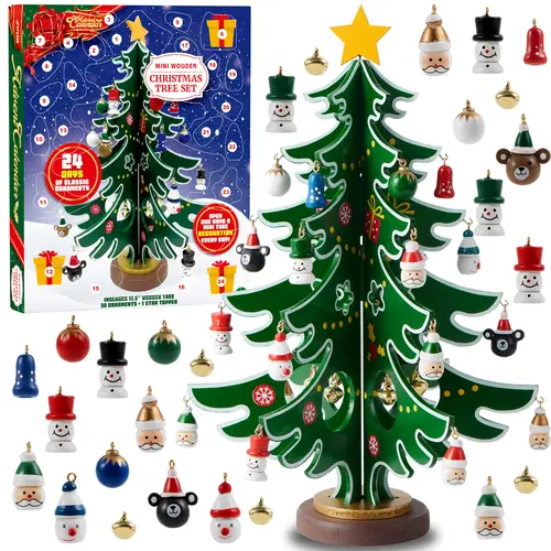 2026 Christmas Advent Calendar, 24 Days Countdown Calendar with Christmas Tree 24 PCS Ornaments for Boys Girls & Kids Party Favors, Classroom Prizes Xmas Gift, Xmas Tree Countdown