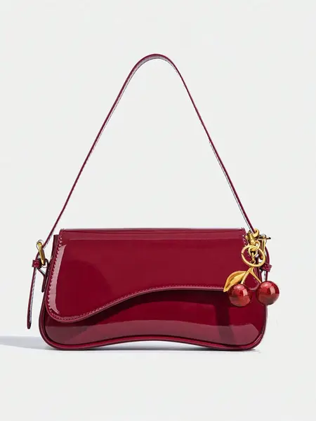 Women's Vintage Minimalist Wine Red Square Bag, Classic Crocodile-Pattern PU Leather Flap Embellished Crossbody Shoulder Bag, Versatile for Commuting and Parties, Casual Crossbody Bag, Crossbody Handbag, Casual Fashion Bag, Casual Bags