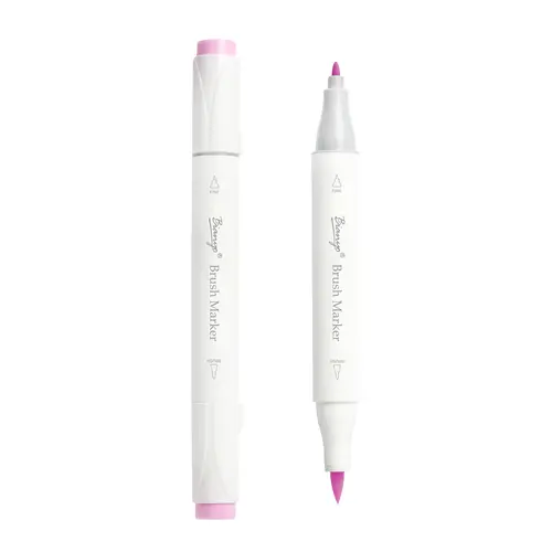 Bianyo 366 Brush & Fine Series Pink Highlighter Brush Marker, Single Marker Selection, Office Writing Stationery (No Warranty), Highlight Pink Element