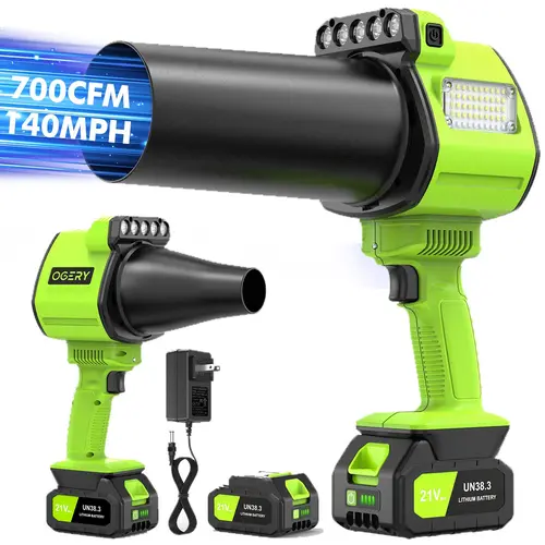 OGERY Updated Leaf Blower Cordless with Lights, 21V Powerful Electric Leaf Blowers with 2 x 3.0Ah Batteries & Charger, 700CFM 140MPH 900G Wind Pressure Lightweight Handheld Blower for Lawn Care Yard Garden summerwins