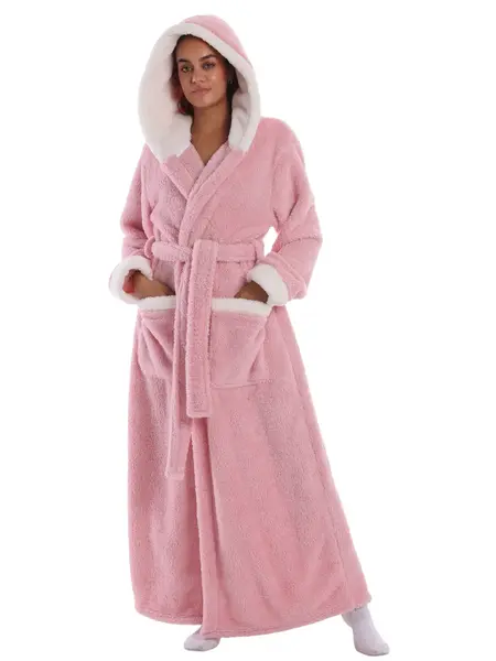Msrlassn 1Pcs Cozy Soft Bathrobe Flannel Lined Hooded Robe for Women , Halloween Thickened Long Sleeve Pyjamas Cute Print Home Loungewear Sleepwear Gowns