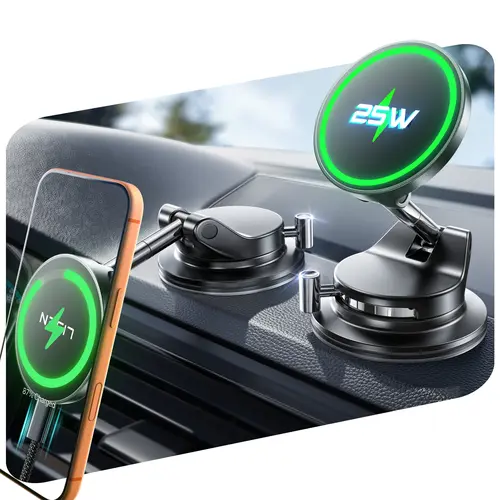 #BacktoSchool LISEN Vacuum Magnetic Phone Charger, [SuctionPro] 25W Wireless Car Charger, Suction Cup Phone Holder,360° Vacuum Magnetic Phone Holder for iPhone 17 Pro Max Air 17-12,Samsung S25 with MagSafe Case