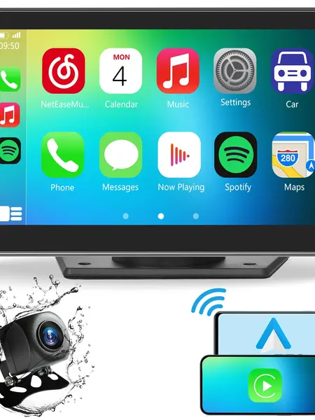 【PASLDA】 toolupgrade —Portable Wireless Carplay Car Stereo, 7" HD Touchscreen for Car with Apple CarPlay & Android Auto with Backup Camera/Mirror Link/Voice Control/Bluetooth/GPS/AUX for All Vehicles,car accessories toolupgrade