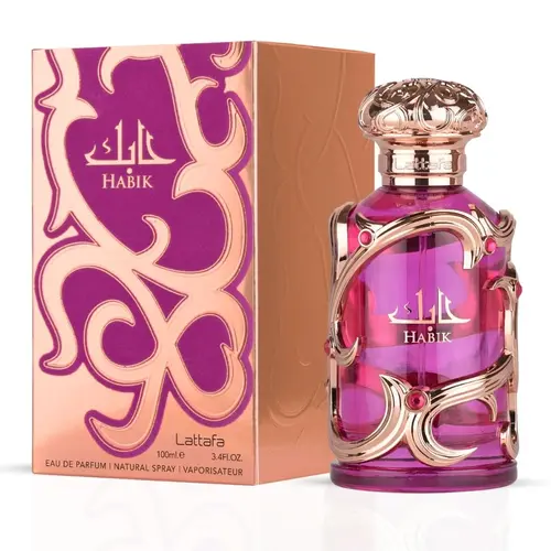 Lattafa Habik Women's Eau de Parfum (EDP) Natural Spray, 100ml (3.4 fl oz) - Vanilla Roses EDP Fragrance, Soft Elegant Fragrance, Beauty Products, Ideal Gifts for Women