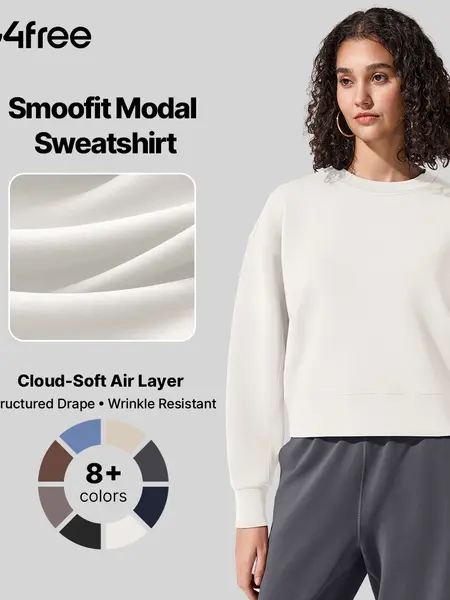 G4Free Smoofit Womens Sweatshirt Casual Long Sleeve Sweatshirts Crew Neck Pullover Top Modal Soft,#sohochic