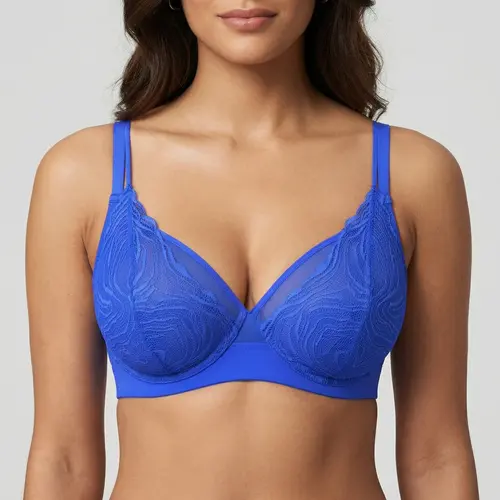 HSIA Serenata Floral Linear Plus Size Lace Sheer Mesh Full Coverage Adjustable Straps Unlined Underwire Bra
