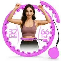 Unisex Weighted Hula Hoop - 32 Detachable Links (66 in) with Sweet Weight Ball, Training Equipment, Gym Stuff, Home Fitness Exercise Gear