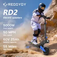 2026 REDDYDY RD2 5000W Adult Off-Road Dual Motor Electric Scooter - 60V 25Ah Battery, 50 mph, 55-mile Range, 10.5-inch Tires, Hydraulic Brakes, Front and Rear Suspension, Foldable, Summer Vibes sohochic
