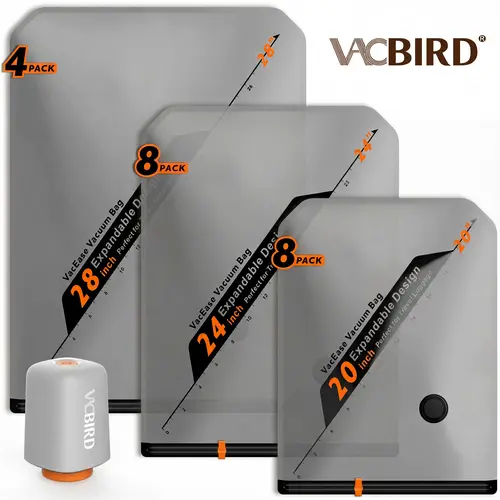 【BackToSchool】VACBIRD New X8 Vacuum Packing Pump Storage Bags，Summer Vibes Rechargeable Wireless Pump Travel Storage Bags Set Portable Space Saver Bags for Travel & Home - Vacuum Compression Packing Seal for Clothes, Blankets, Seasonal Storage