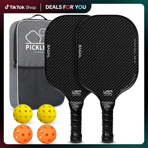【BackToSchool】BAGAIL Pickleball Paddles, USAPA Approved Fiberglass Surface Pickleball Set, Lightweight Pickle Ball Rackets with 4 Balls, 1 Bag, Designed in California for Traction and Stability sport family