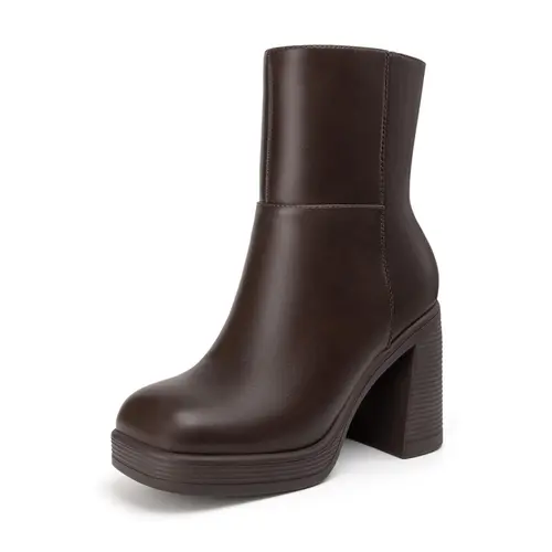 Women's Platform Ankle Boots High Chunky Block Heel Square Toe Boots Fashion Dress Heeled Booties, Shoes For Women, Women's Shoes,back to school,back to school haul,sohochic