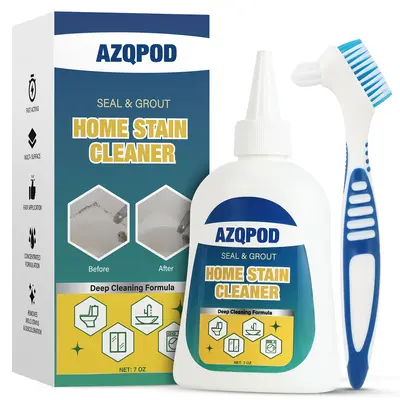 AZQPOD & BUBCLEAN Heavy Duty Mold Remover Gel with Scrub Brush - 7 Fl Oz Fast Acting Household Items, Cleaning Supplies, Stain Remover, Bathroom Cleaner for Black Spot, Musty Dirt Elimination, Deep Whitening on Washer Gasket, Shower Caulk