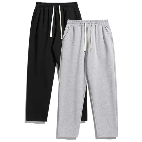 Men’s 2-Pack Wide Casual Jogger Sweatpants - Male Clothing, Streetwear Baggy Essential Trousers, Loose Fit, Soft Fabric, Drawstring Waist, Pockets, Athleisure Plain Bottoms,sohochic