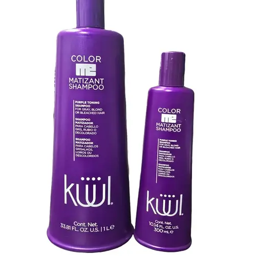 KUUL Color Me Matizante Purple Haircare Cleanser Shampoo - Gentle Liquid with Amino Gen Complex, UV Protection, Tone Control for Blonde Hair (33.81 oz & 10.14 oz, Single Units Available)