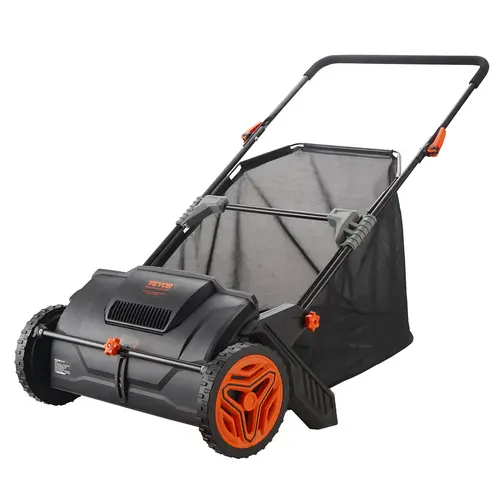 【toolupgrade】VEVOR 21-Inch Push Lawn Sweeper Leaf & Grass Collector Tool, 3.5 cu. ft. Non-Woven Mesh Hopper Bag, 2 Spinning Brushes, Strong Rubber Wheels, Adjustable Handle, Height-Adjustable Design - Ideal for Leaf Cleanup, Hang Wall Storage, Dad Gift, T