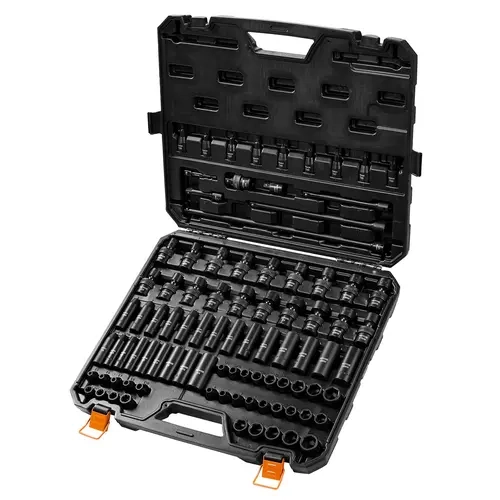 【toolupgrade】VEVOR Impact Sockets Set - Cr-Mo Alloy Steel, 6-Point, Laser Etched, Socket Extension Bars, Universal Joint Adapter, Lockable Storage Case - Car Repair Tools, Ratchet Wrench Sets, High Torque Hand Tool Kit, High Torque Tool
