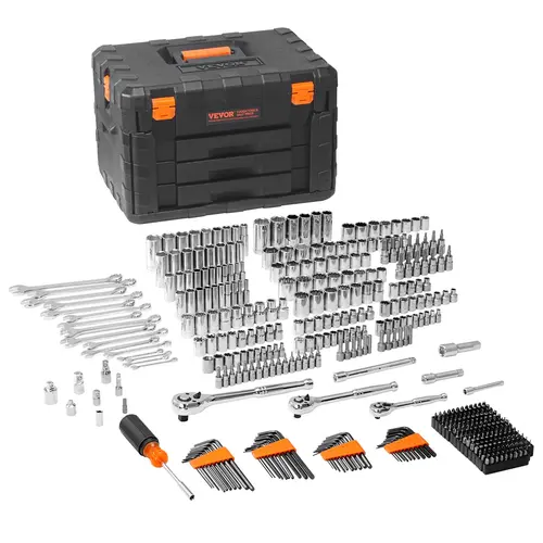 【fathersdaygift】VEVOR Mechanic Tools Toolkit1/4"-3/8"-1/2" SAE & Metric Sockets145/205/450 Pcs Set with AccessoriesStorage Case,father'sdaygifts, Automotive Tools, Car Tool Kit